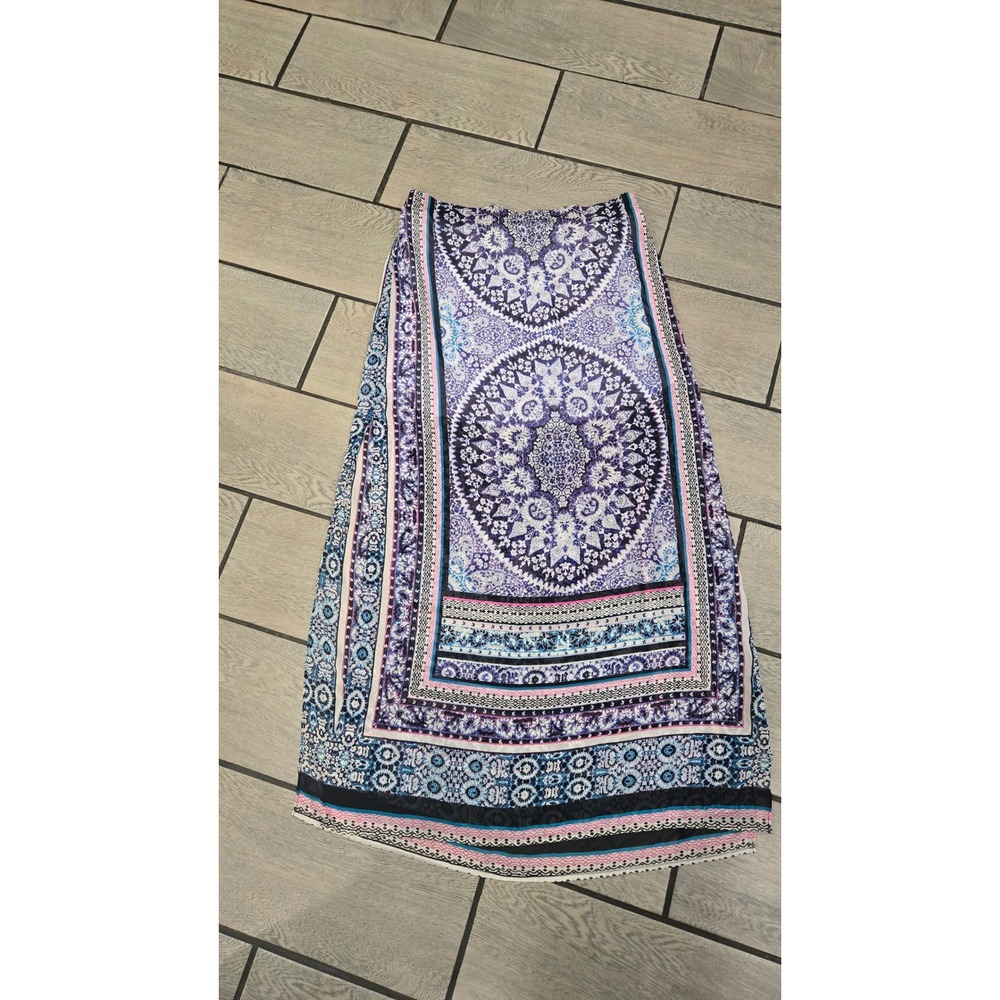 Express Purple Blue Boho Mandala Print Maxi Skirt Elastic Waist L NWT 83122170